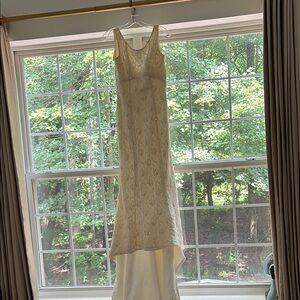 Elegant Cream Lace and pearl Gown